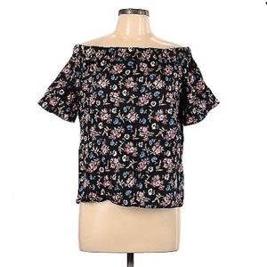 Brooks Brothers Black Floral off shoulder blouse Small